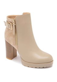 laarsje met gesp en suede detail beige