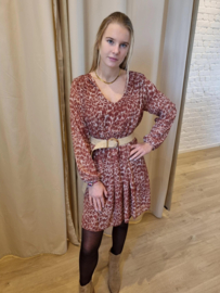 losse jurk met roest luipaardprint