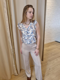 bloesje met lurex en zachte blauwe blaadjesprint