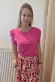 T-shirt met gepofte mouwtjes fuchsia JDY