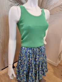 tricot topje met gegolfde randjes (lichtblauw - groen - marineblauw - roze)