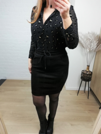 suede rokje zwart