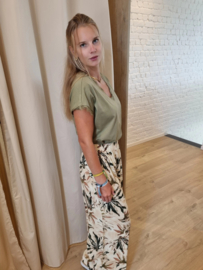 T-shirt kant licht kaki