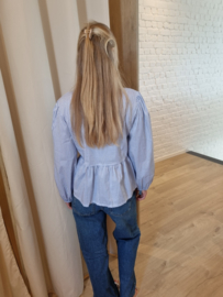 hemdje met fijne streep en strikjes blauw