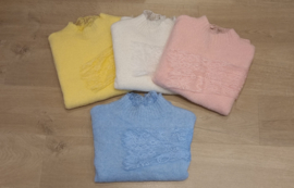 trui met kanten mouwen lichtroze