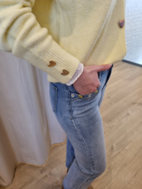 cardigan met hartjes geel