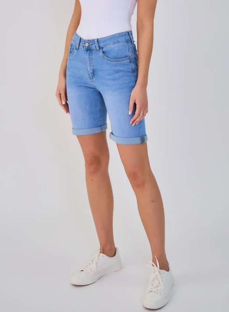 super stretch shortje met omslag jeans push up ALH1625