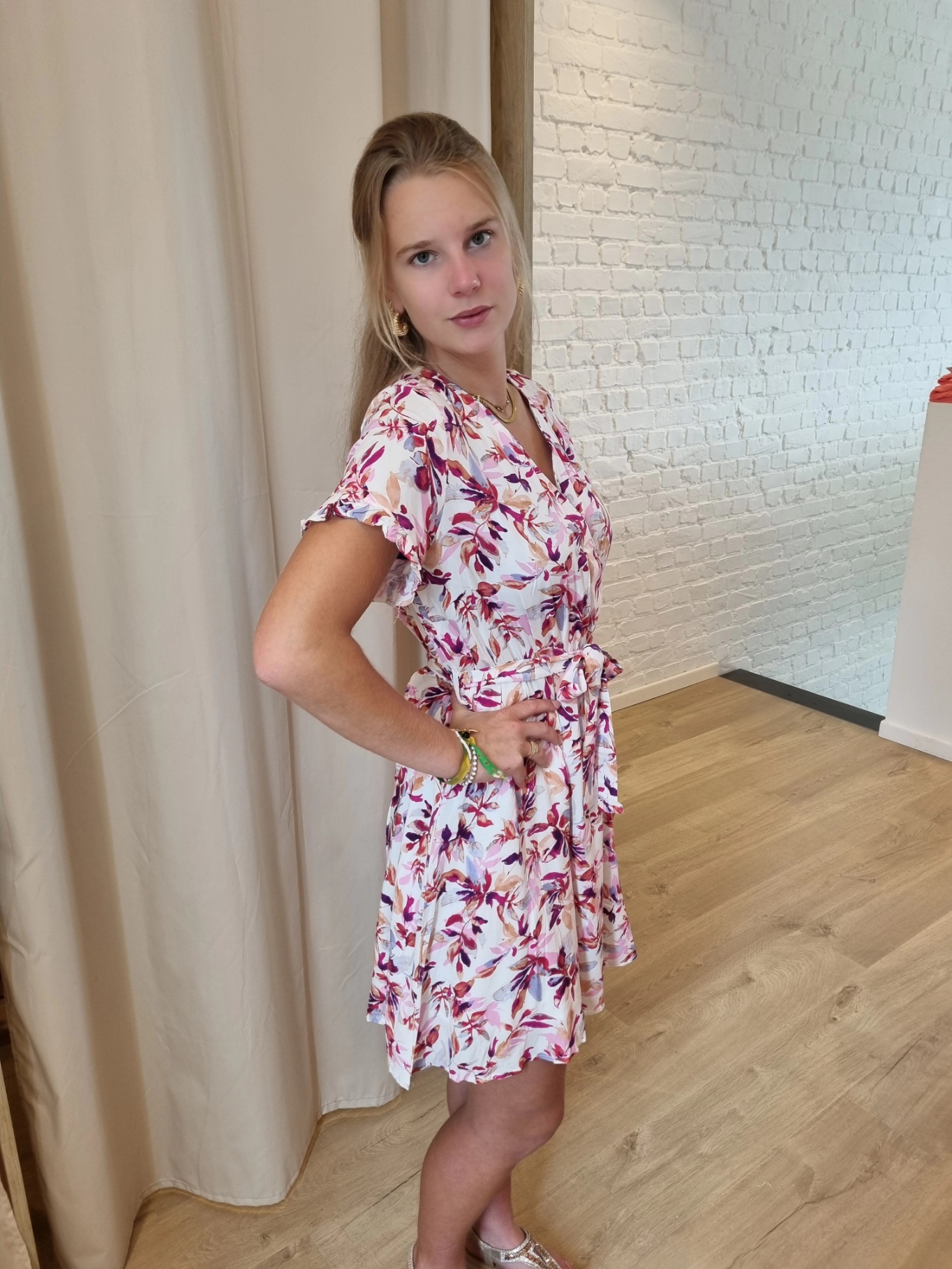 jurk met fleurige print in viscose