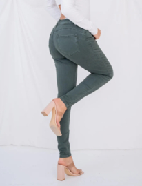middelhoge taille flex stretch mosgroen