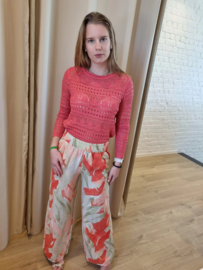 fleurige broek met zalm en kaki print JDYCAMILLE