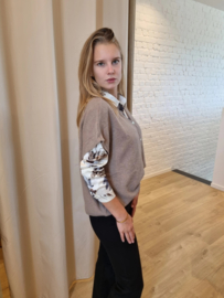 hemd satijn met bloemenprint beige