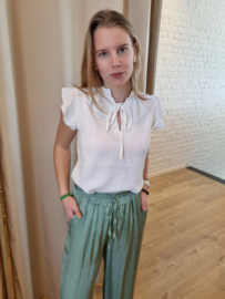 losse broek met bindlintje kaki