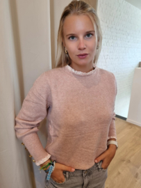 trui met kant bleached rose