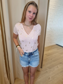 JDYDORA DODO S/S FOIL V-NECK TOP JRS roze