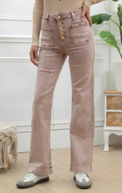 FR hoge taille wide fit met knoopdetail hibiscus rose