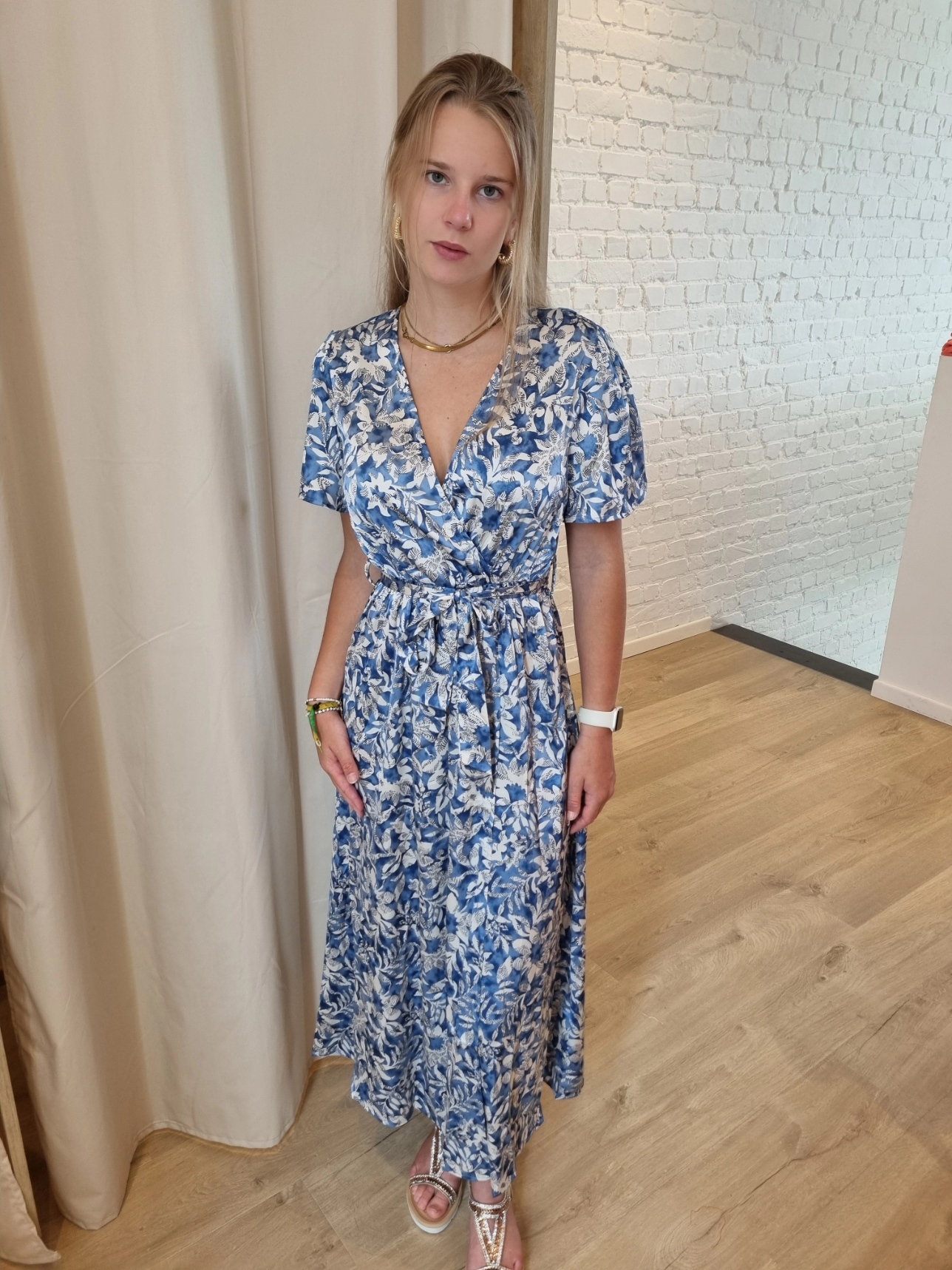 maxi-jurk met blauwe print