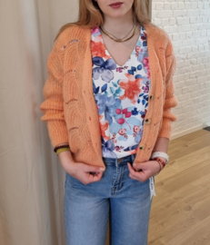 ajour cardigan lichtoranje