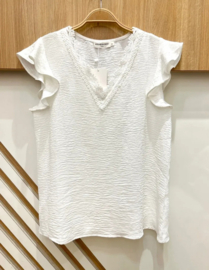 blouse met kanten afwerking wit
