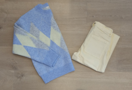 trui met lichtblauwe kleurvakken