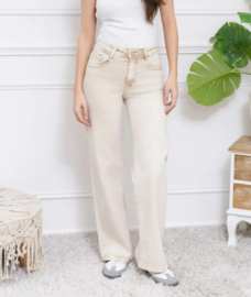 FR hoge taille wide fit washed beige