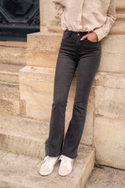 Hoge taille flare jeans donkergrijs