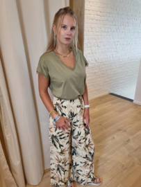 T-shirt kant licht kaki