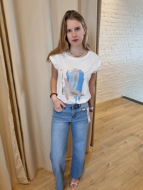 T-shirt verfstrepen blauw