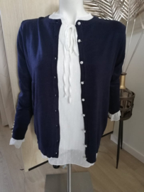 fijne cardigan parelknoopjes donkerblauw