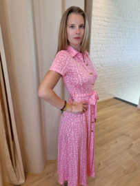 lichtroze stretch jurk met motief