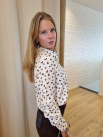 hemdje met bruine hartjes in soepele viscose