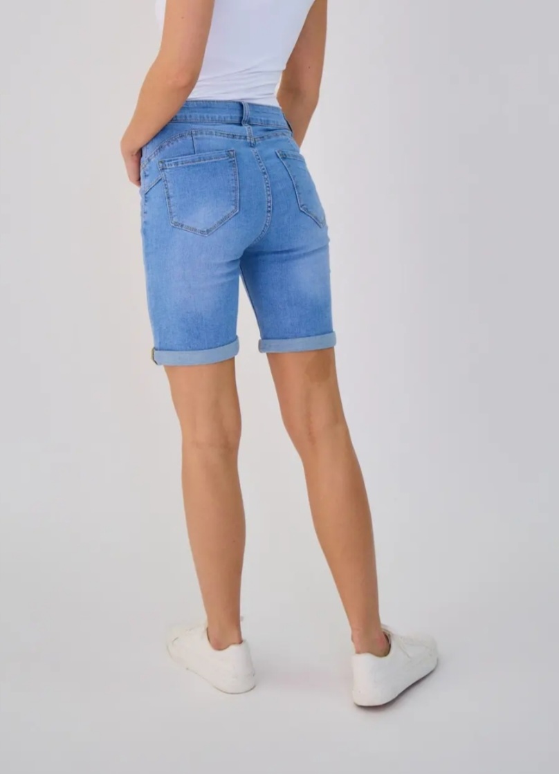 super stretch shortje met omslag jeans push up ALH1625