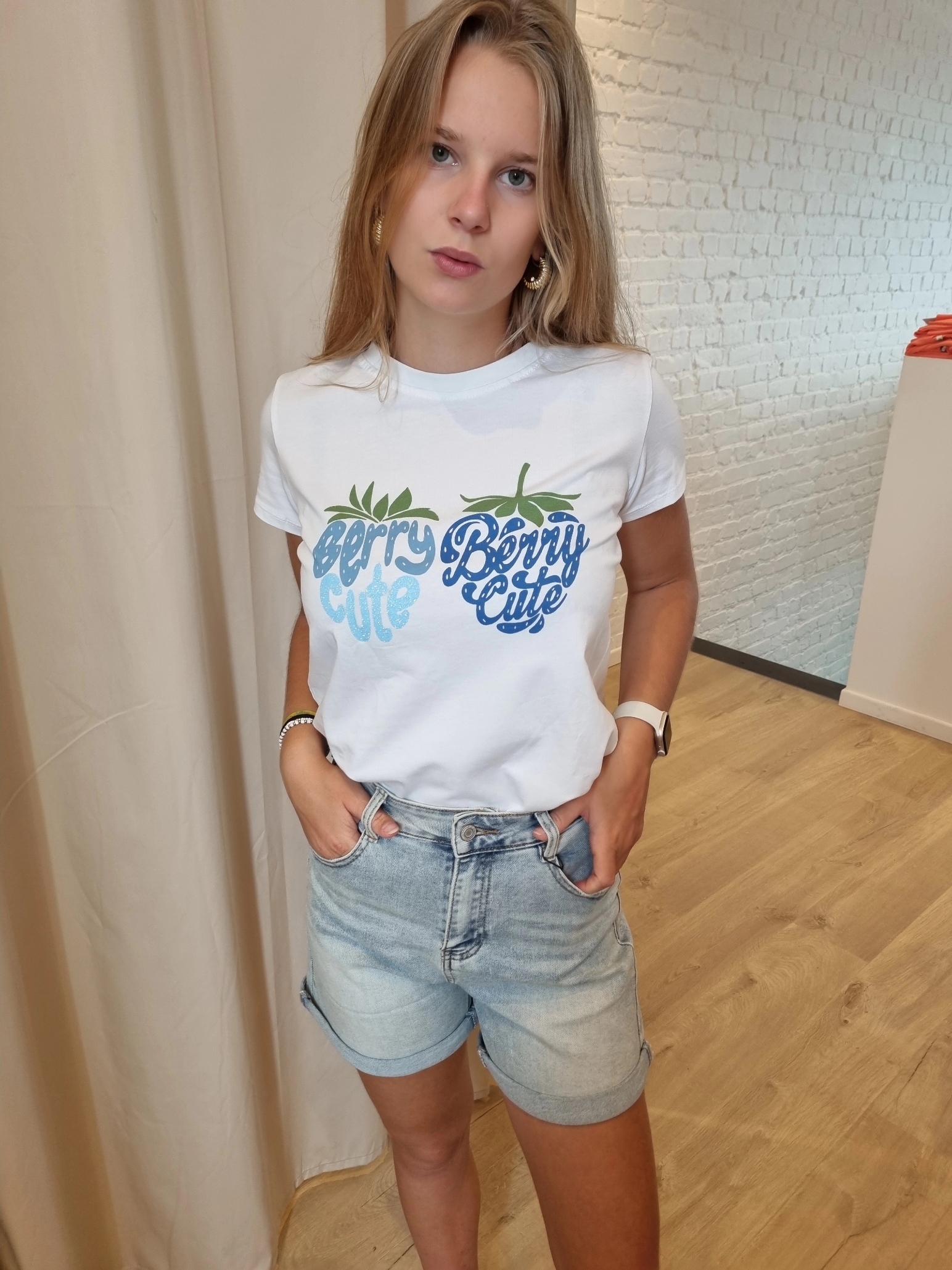T-shirt cherry blauw