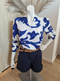 blouse met kobaltblauwe print JDYTROYA