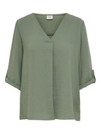 kaki blouse met knoopjes en V-hals JDY