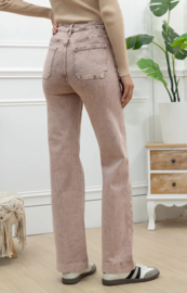 FR hoge taille wide fit met knoopdetail hibiscus rose