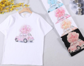 T-shirt auto plus size roze / blauw / koraal / oranje / zwart