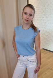 JDYSALVA LIFE S/L CROCHET TOP JRS NOOS lichtblauw