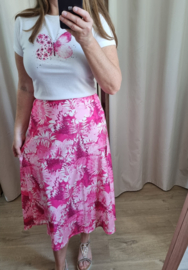 gladde rok met print fuchsia
