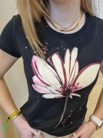 T-shirt met bloem roze
