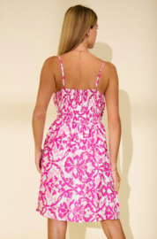 viscose korte jurk fuchsia print
