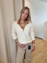 zachte cardigan met parels beige