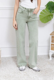 FR hoge taille wide fit washed kaki