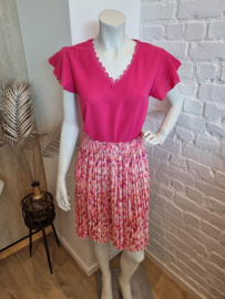 plissé rokje fuchsia print