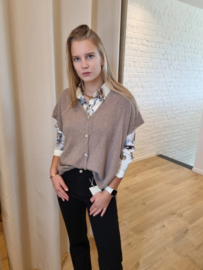 hemd satijn met bloemenprint beige