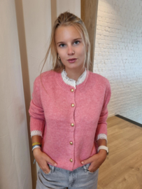 trui met knopen en kant Spice rose