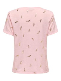 JDYDORA DODO S/S FOIL V-NECK TOP JRS roze