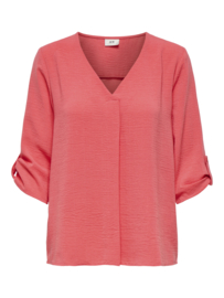 blouse met V-hals en 3/4 mouw JDY koraal