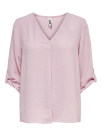 blouse met V-hals en 3/4 mouw JDY lichtroze