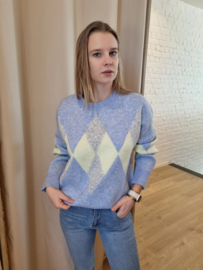 trui met lichtblauwe kleurvakken