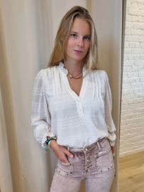 blouse met lurex ecru